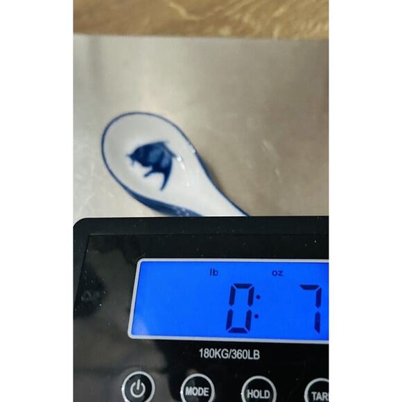 4 Misty Rose Koi Fish Soup Spoons Ladles Porcelain Blue Super White China Fish - Picture 5 of 5